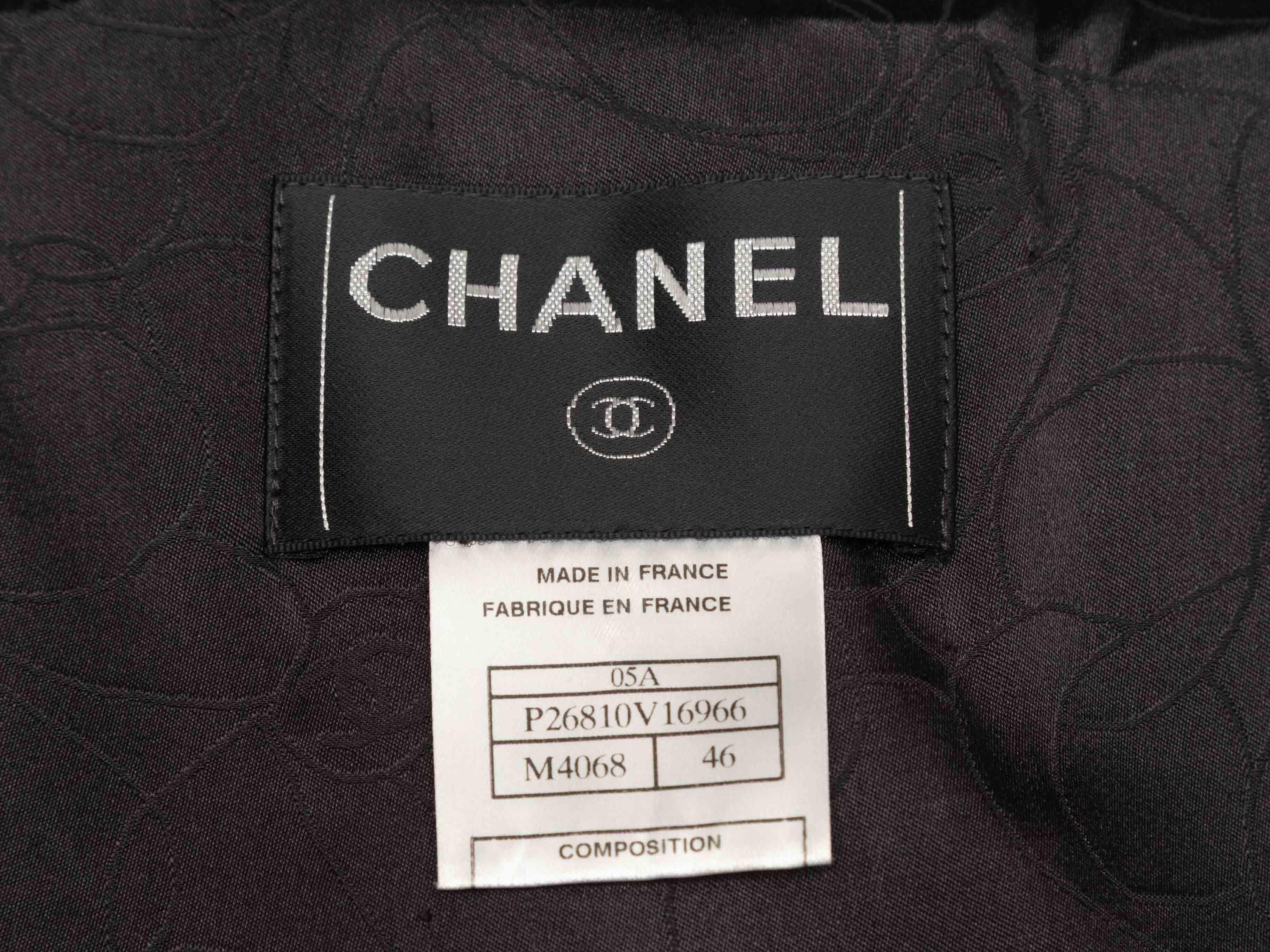 Women's Charcoal Chanel Herringbone Long Wool Coat Size FR 46 For Sale