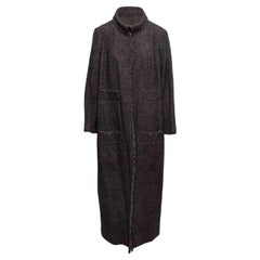 Cappotto lungo in lana a spina di pesce Chanel color carbone taglia FR 46