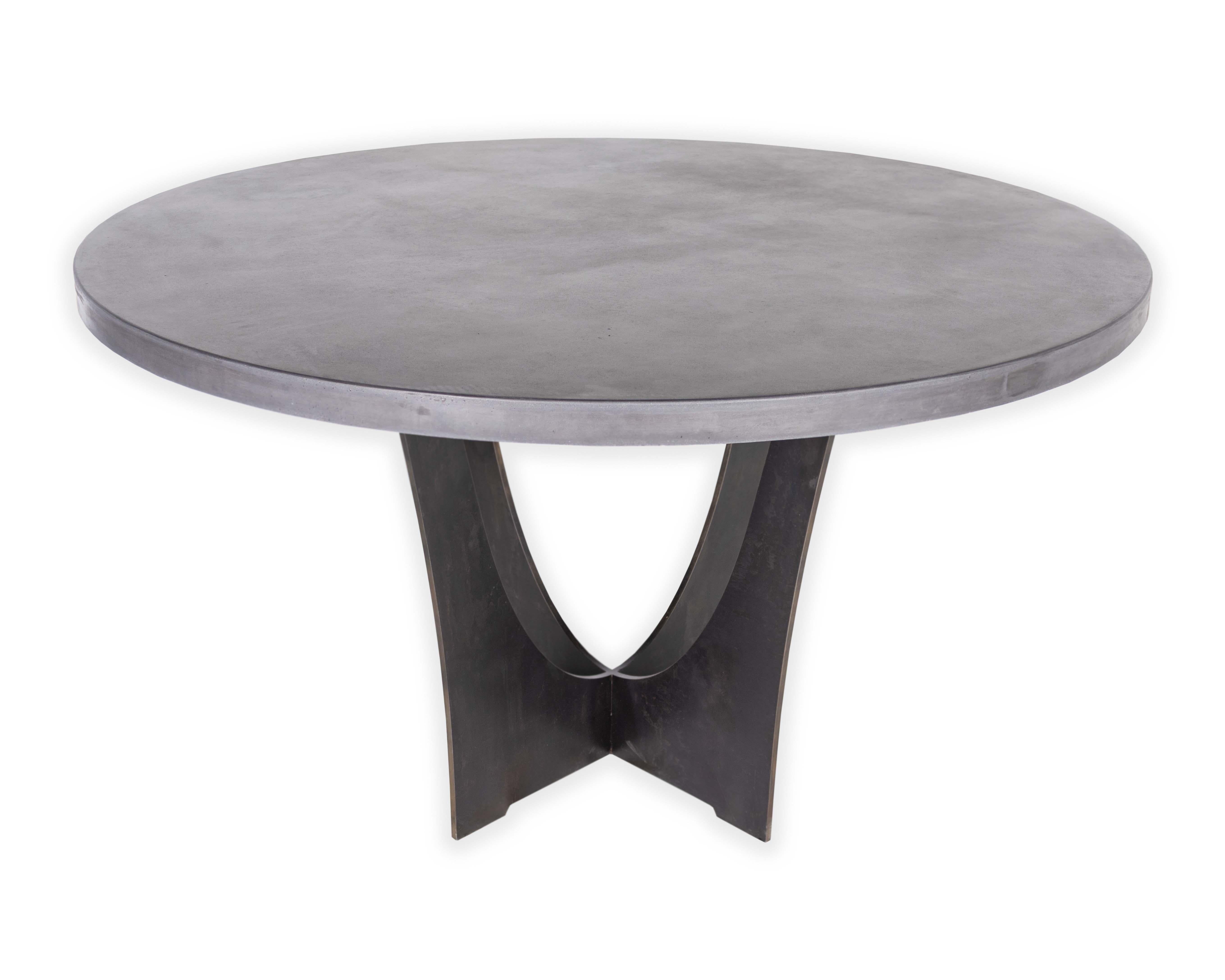 Modern Charcoal Concrete Top with Steel Counter Top Height Base For Sale