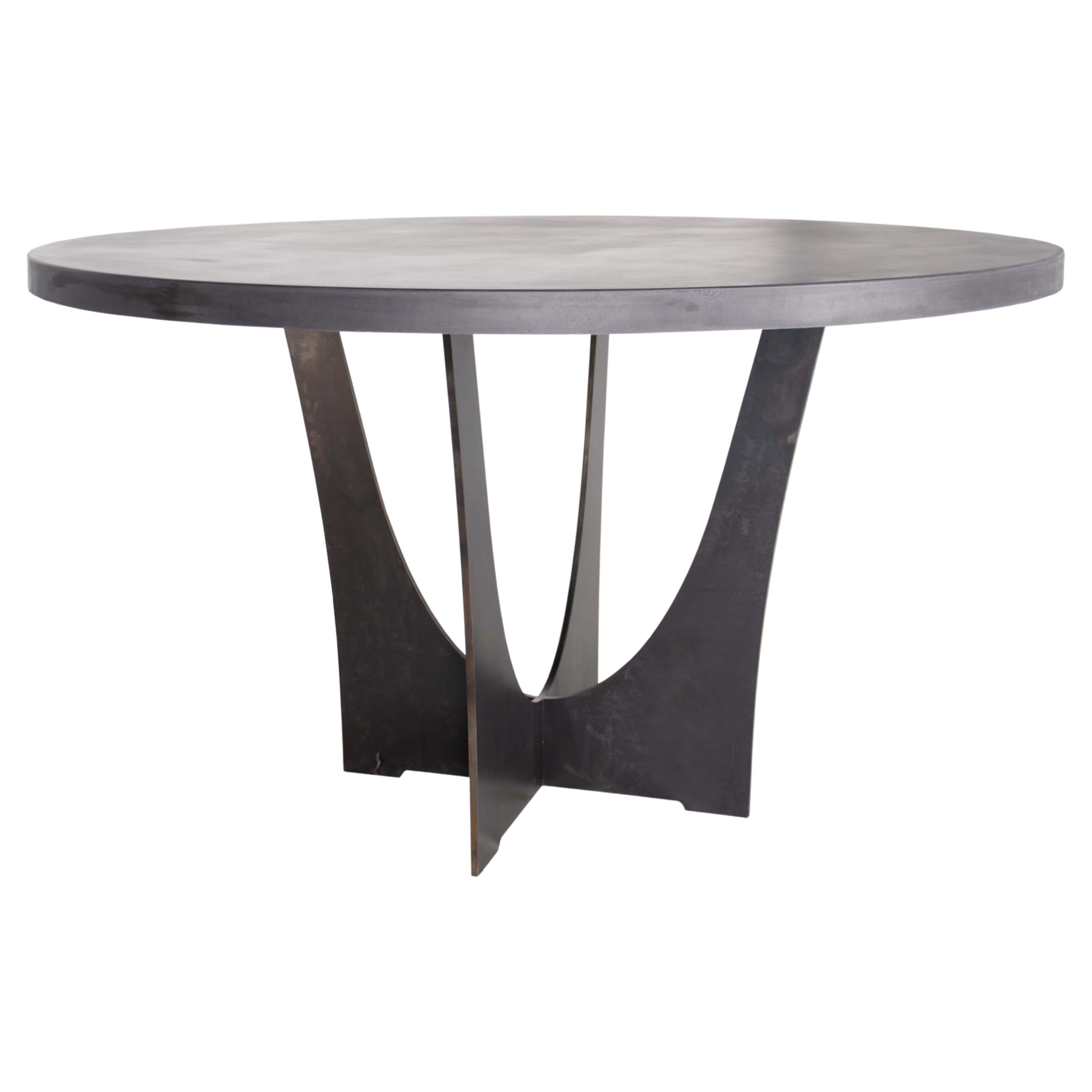 Charcoal Concrete Top with Steel Counter Top Height Base For Sale