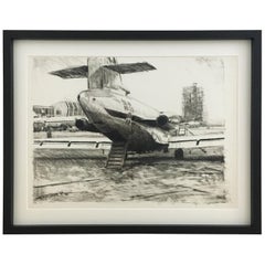 Charcoal Drawing Airport, Vienna 1959, Drawing #3 Used Charcoal Drawing Airport, Vienna 1959, Drawing #3