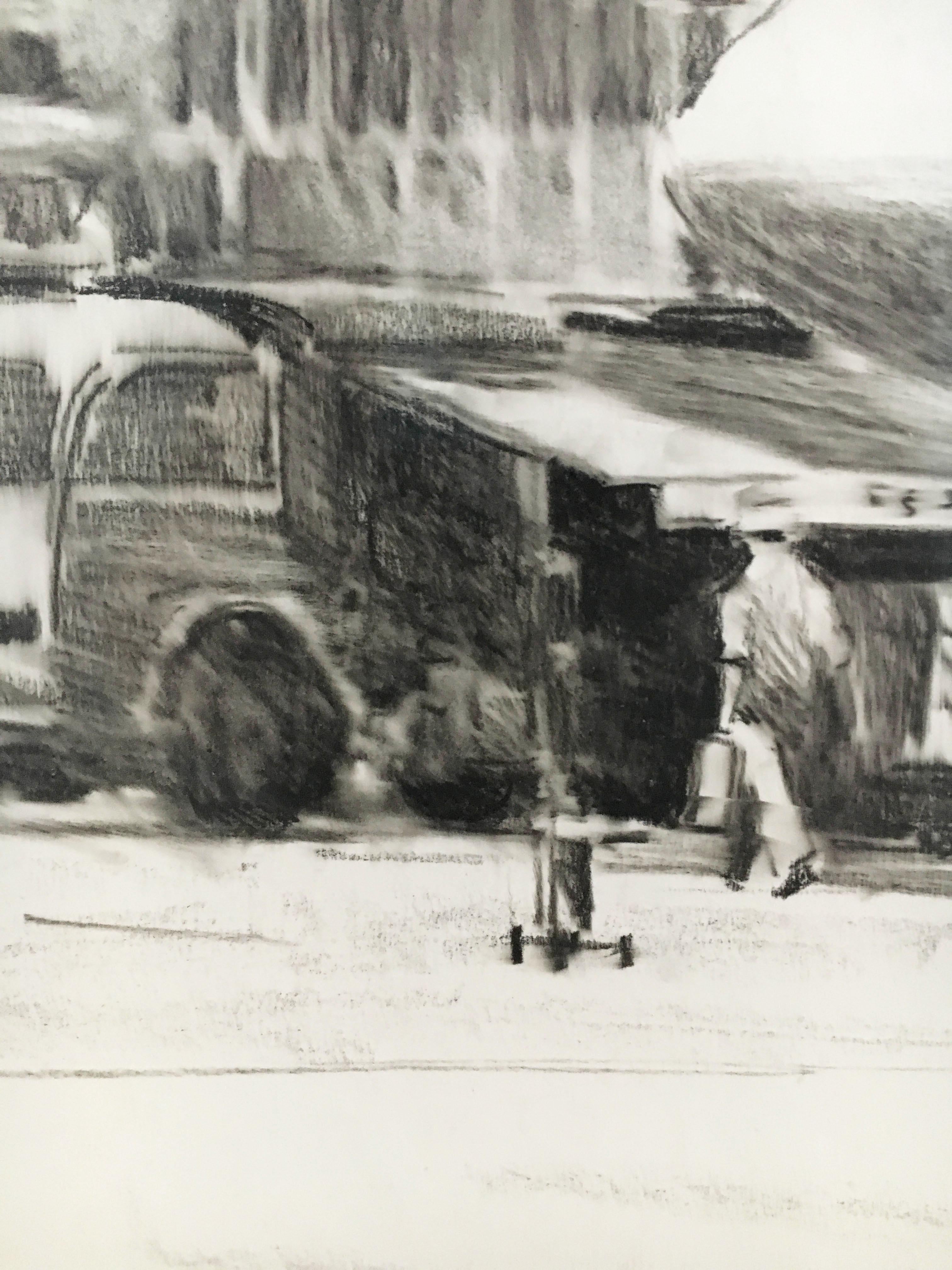 Charcoal Drawing Airport Vienna 1959, Drawing #4 For Sale 6