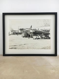 Charcoal Drawing Airport Vienna 1959, Drawing #4