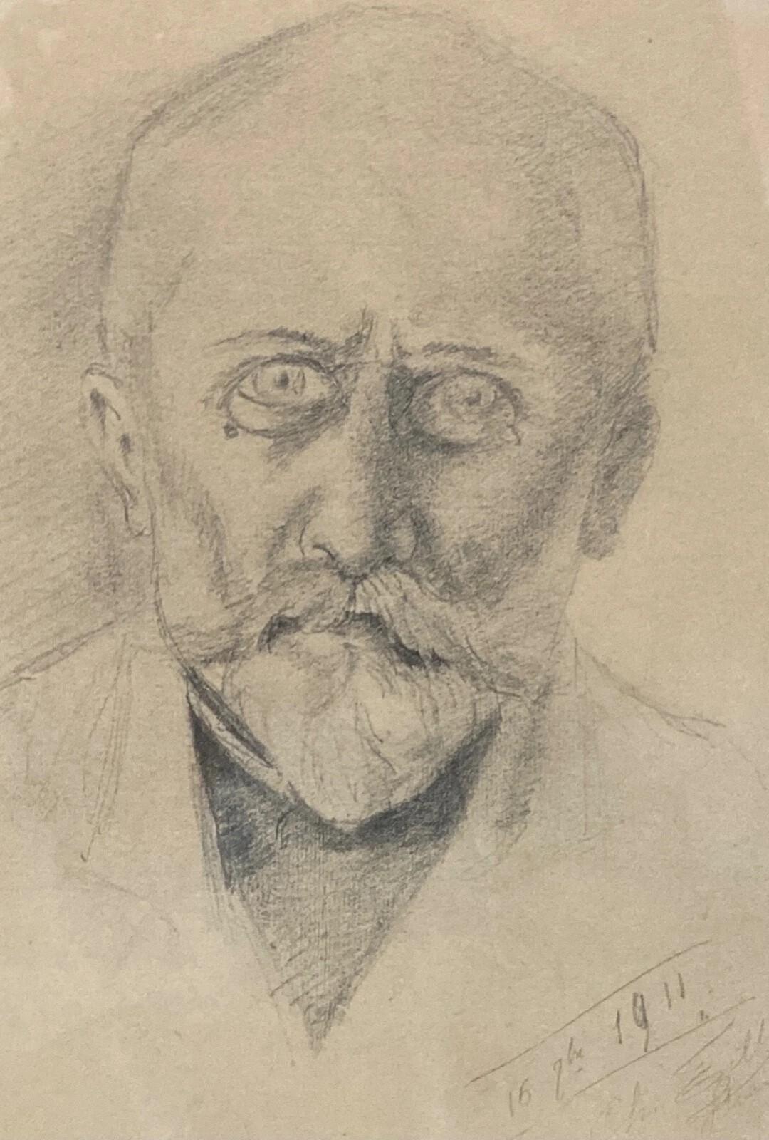 Charcoal Drawing by Charles Filleul – Bearded Man, 1911 – Original Frame by Jacquet, Paris

This charcoal drawing is signed Charles Filleul and dated 1911. The work is of fine execution and remains in its original frame, crafted by Jacquet in