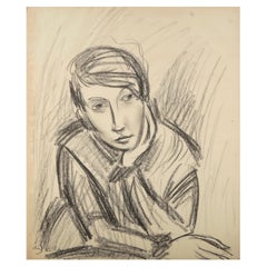 Used Charcoal Portrait Drawing By Eugène de Sala