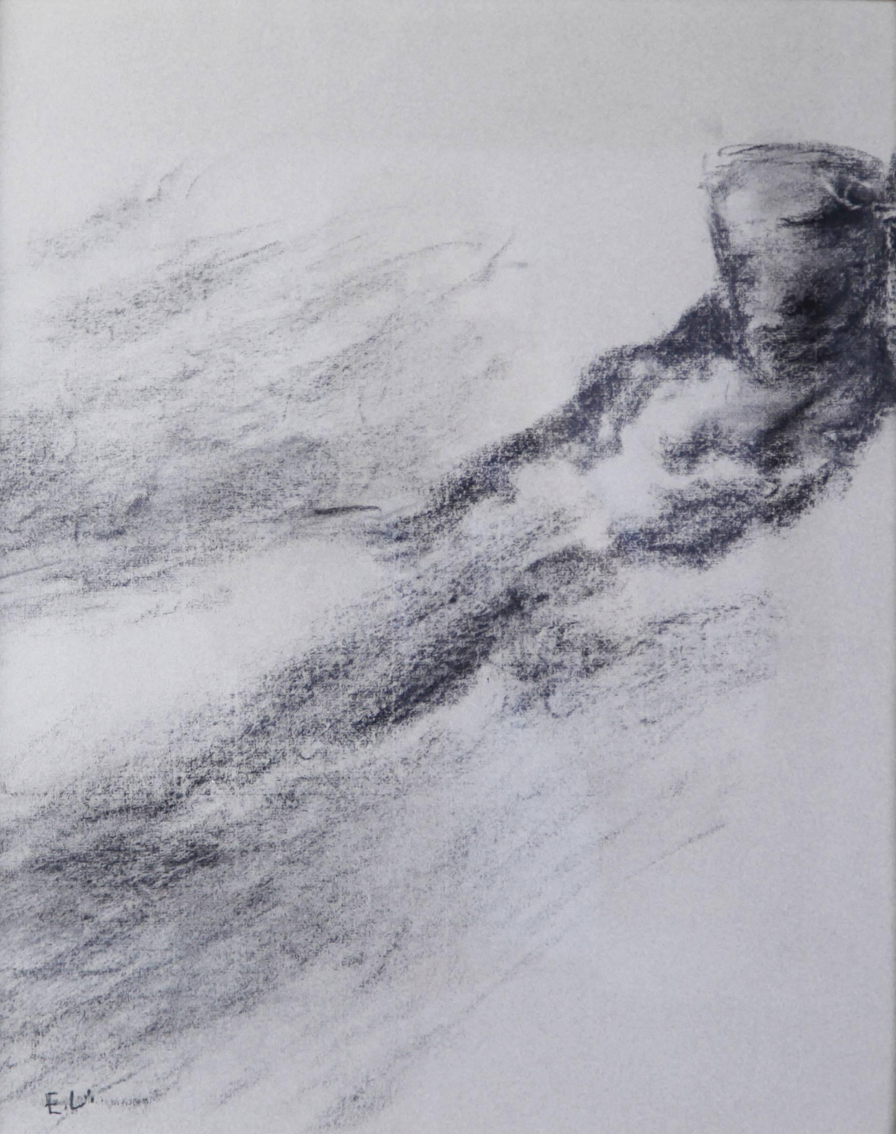 This dynamic drawing suggests a swimmer or bather, floating on her back, the water in gentle motion around her. 

The Swedish painter Evert Lundquist (1904-1994) resisted Constructivism and other forms of abstraction that were dominant in the