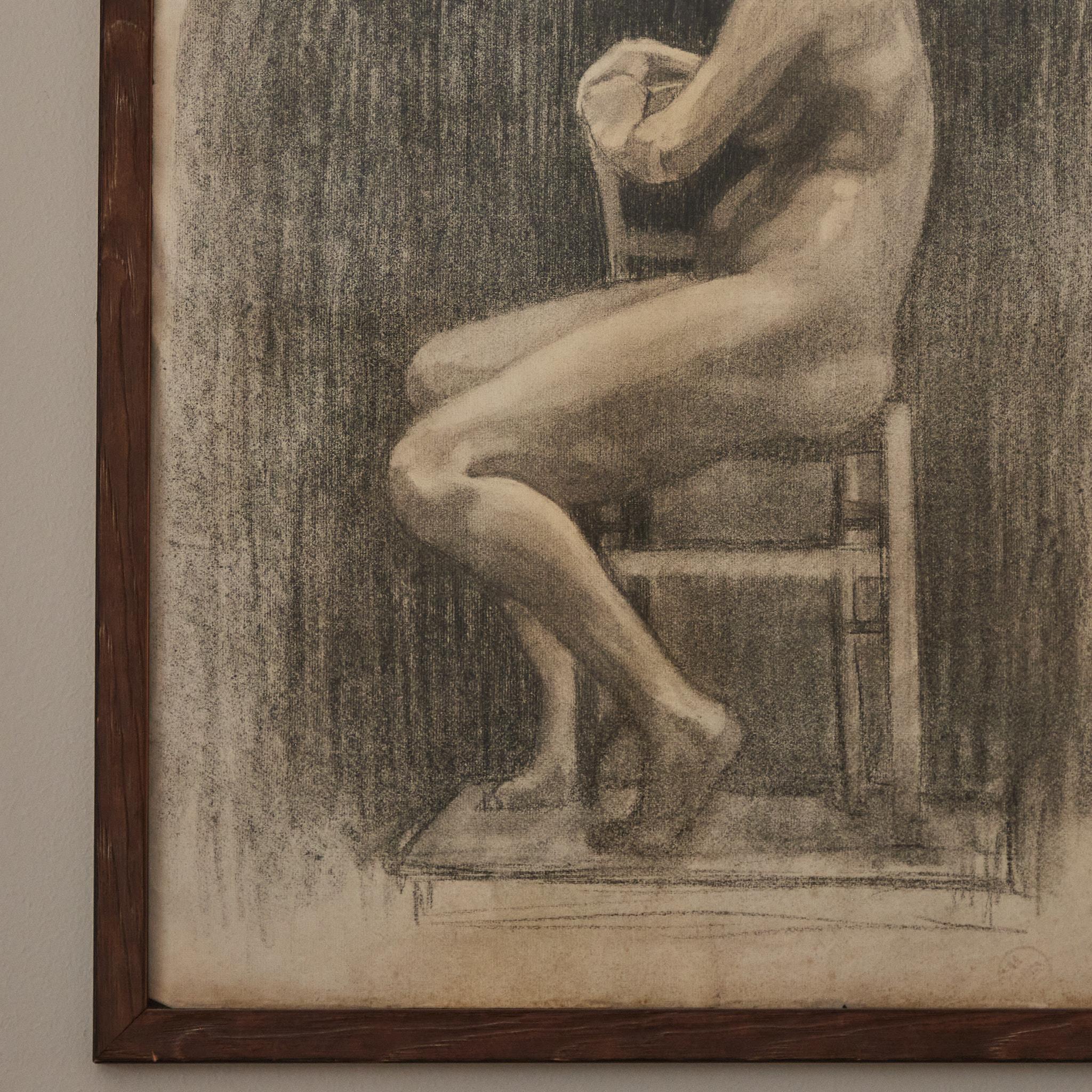 20th Century Charcoal Drawing For Sale