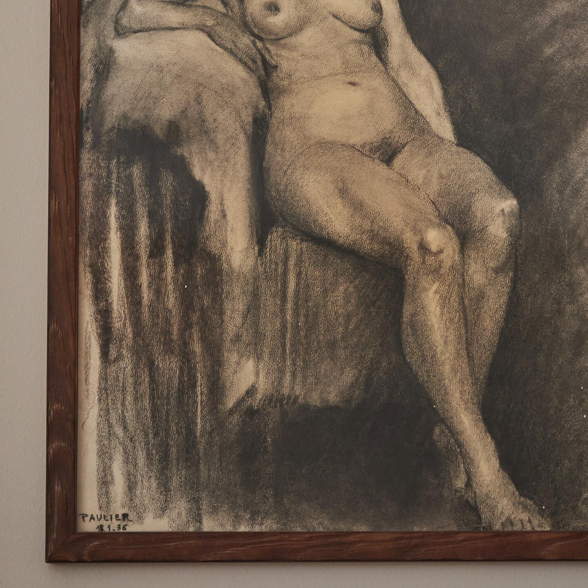 Early 20th Century Charcoal Drawing