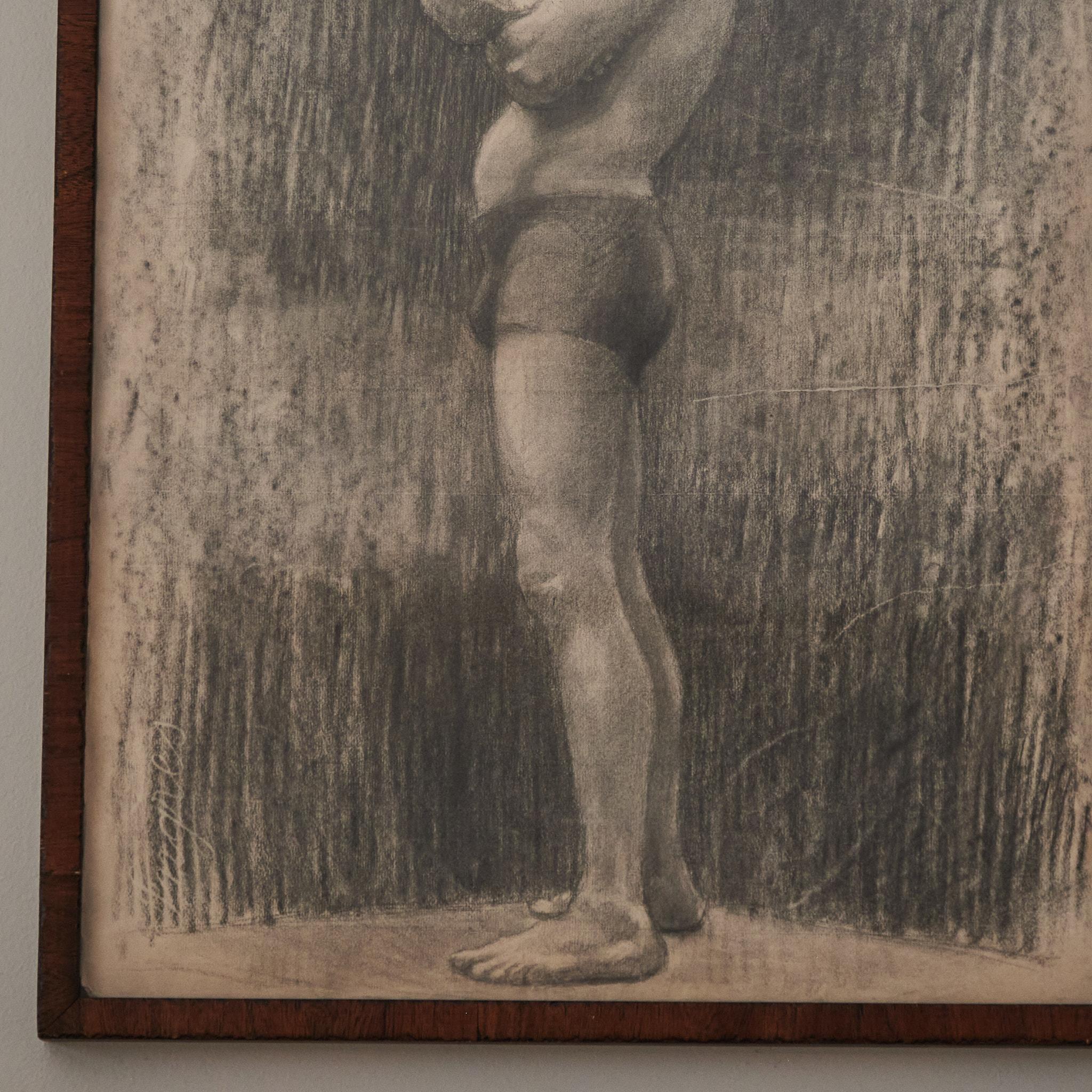 Early 20th Century Charcoal Drawing For Sale