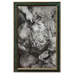 Vintage Charcoal Drawing of Samson and the Lion