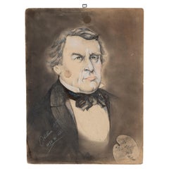 Disegno a carboncino su carta, Presidente Millard Fillmore, senza cornice, XX secolo USA