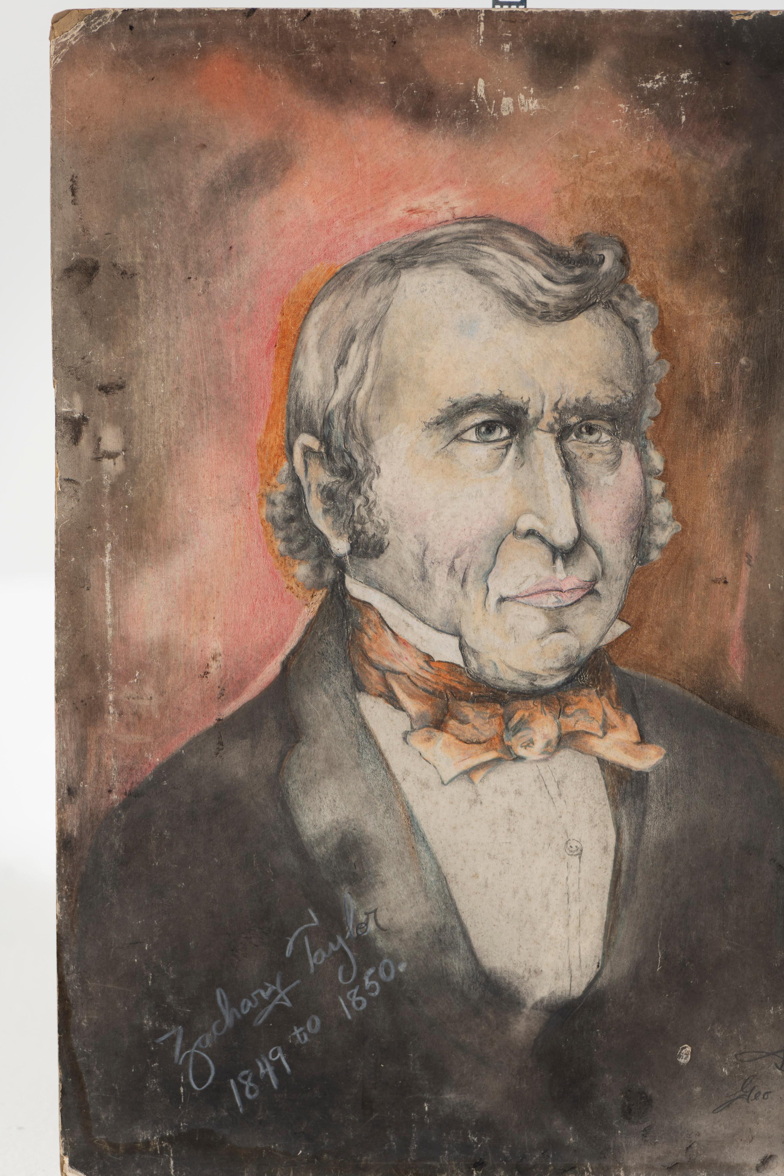 American Charcoal Drawing on Paper, President Zachary Taylor Unframed, 20th Century, US For Sale