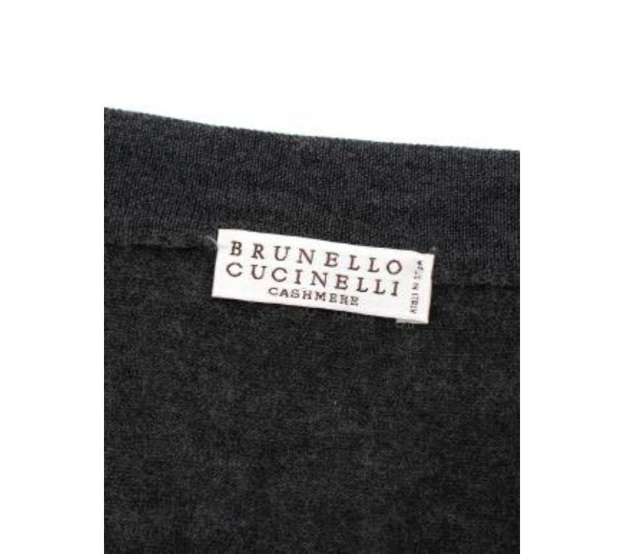 Black Brunello Cucinelli Charcoal Fine Knit V Neck Jumper - Size xs For Sale