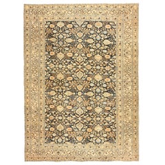 Charcoal Gray Antique Persian Khorassan Rug. Size: 9 ft 8 in x 13 ft 6 in