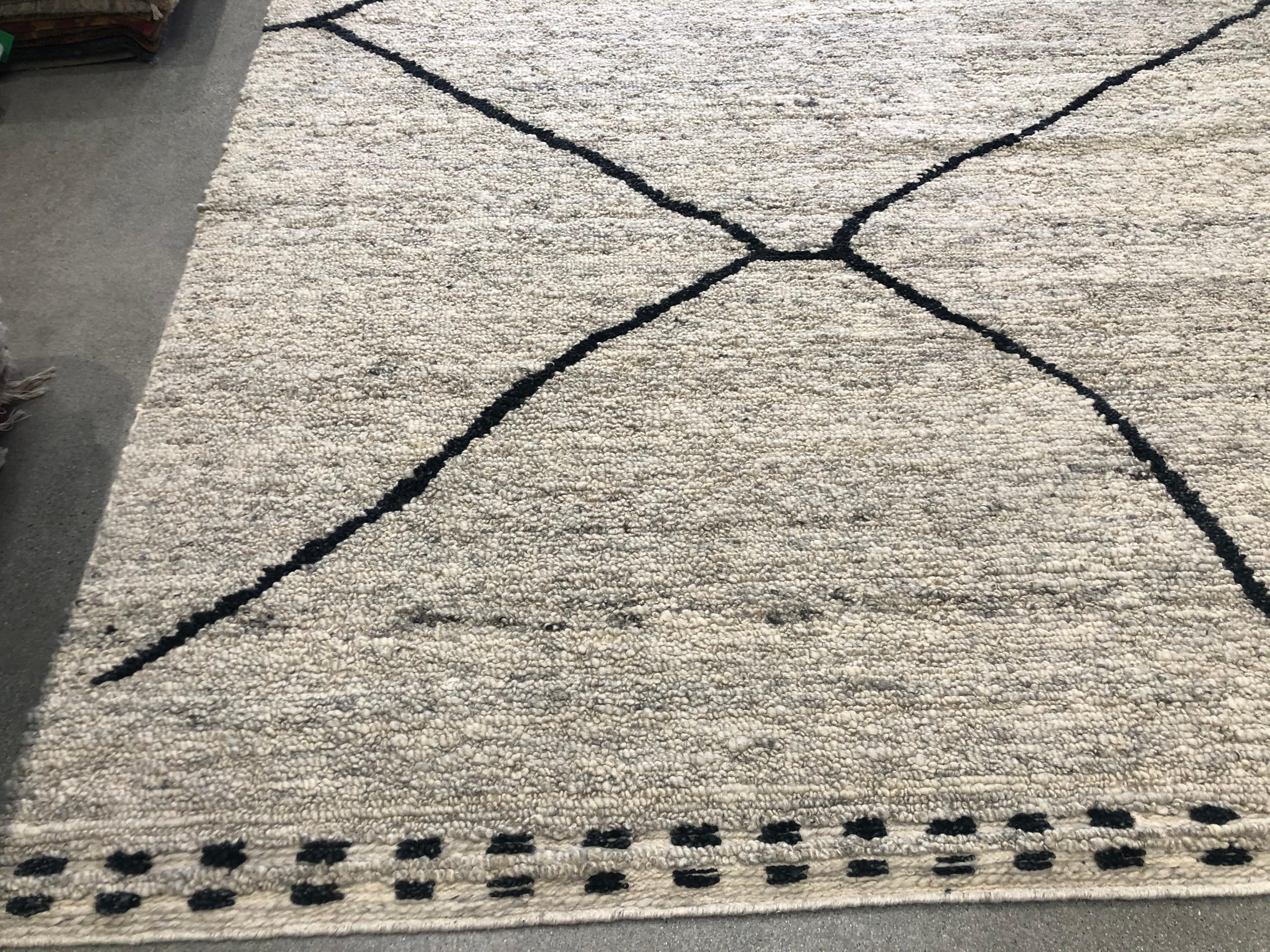 Hand-Knotted Charcoal Gray Moroccan Inspired Rug For Sale
