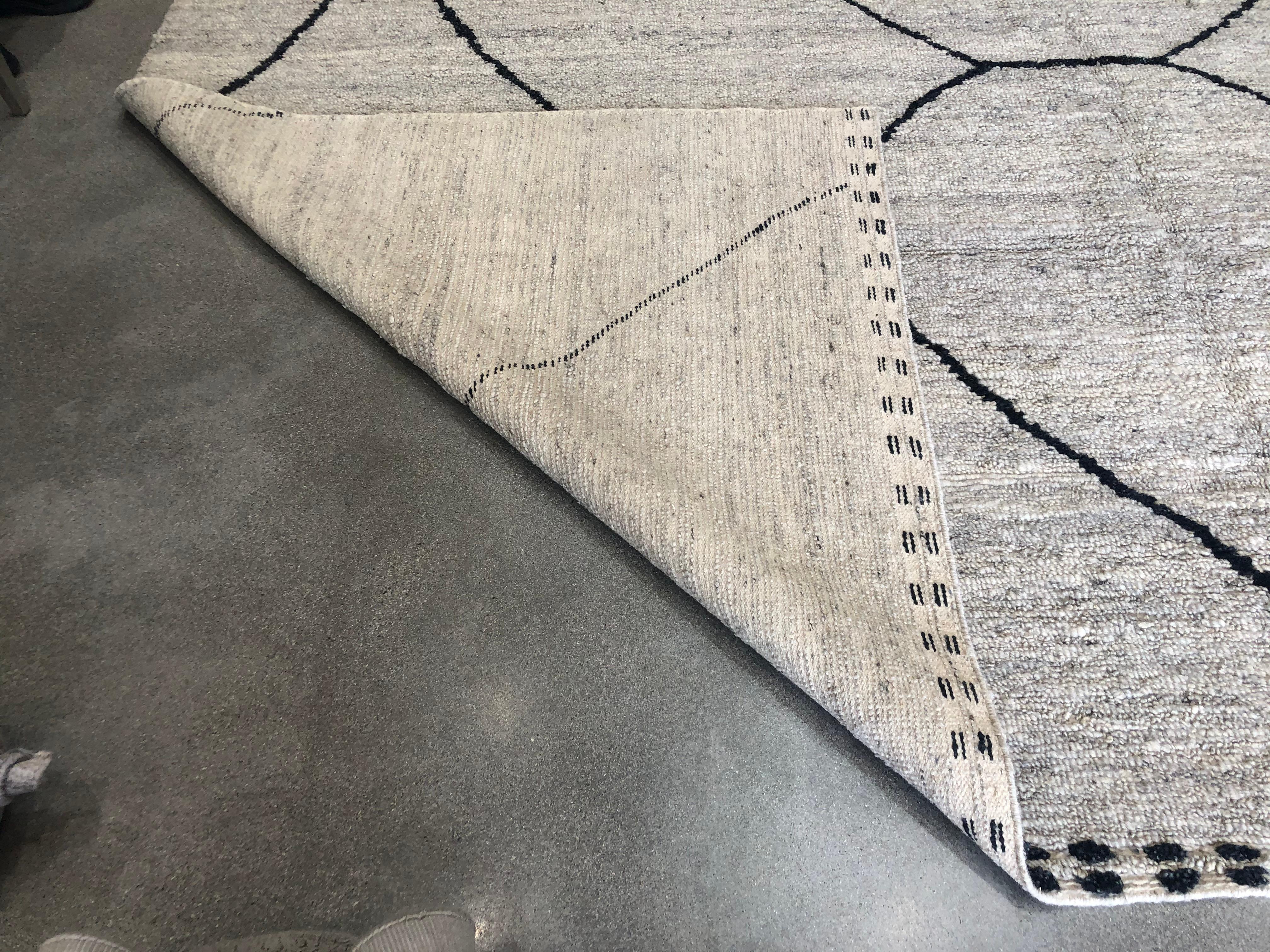 Contemporary Charcoal Gray Moroccan Inspired Rug For Sale