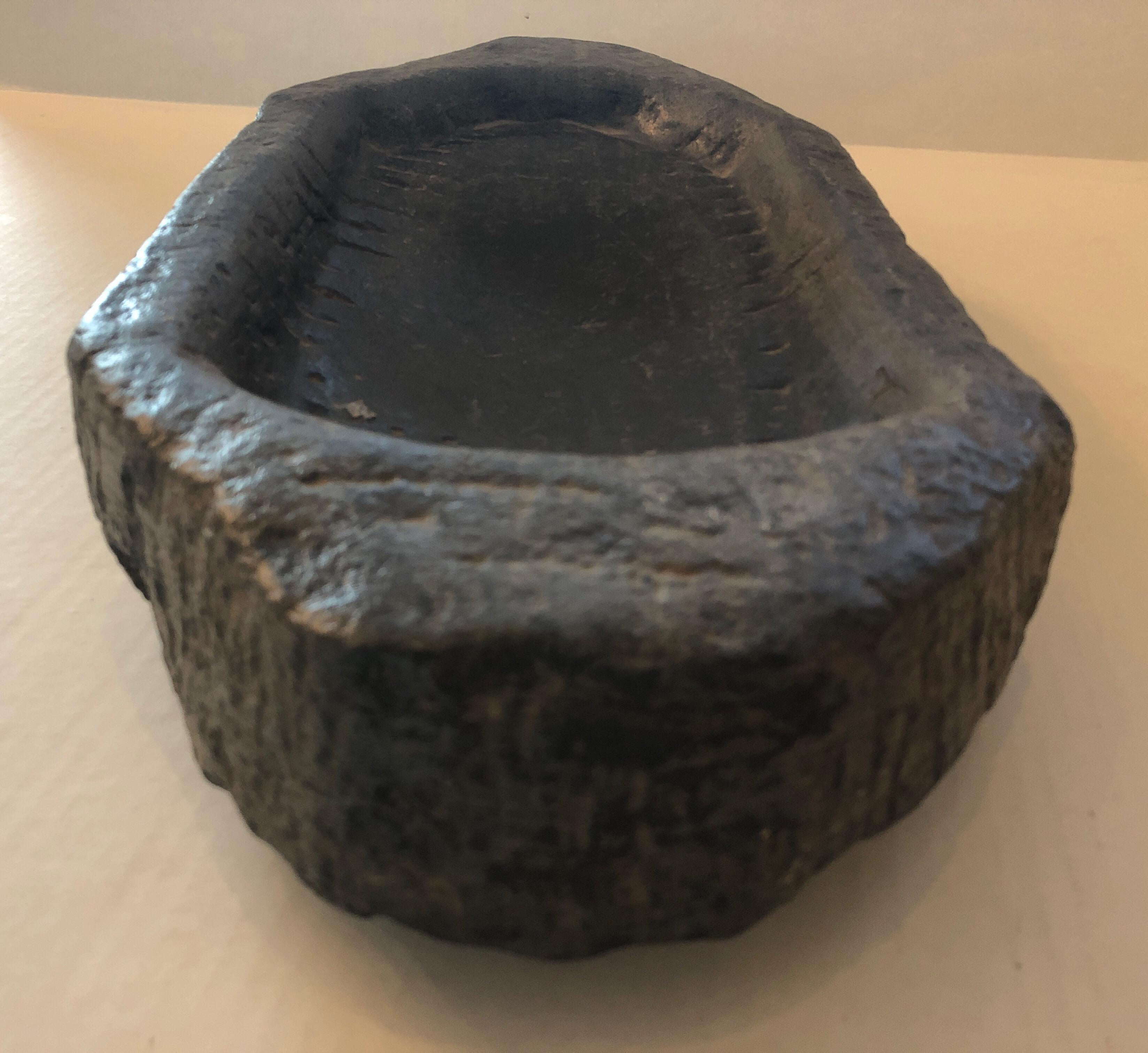 Indian Charcoal Gray Stone Bowl from India