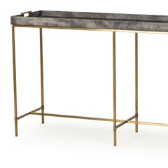 Charcoal Grey Console Table with Brass Finish