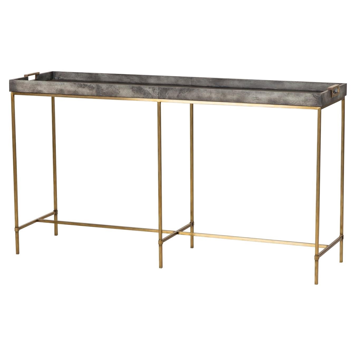 Charcoal Grey Console Table with Brass Finish For Sale