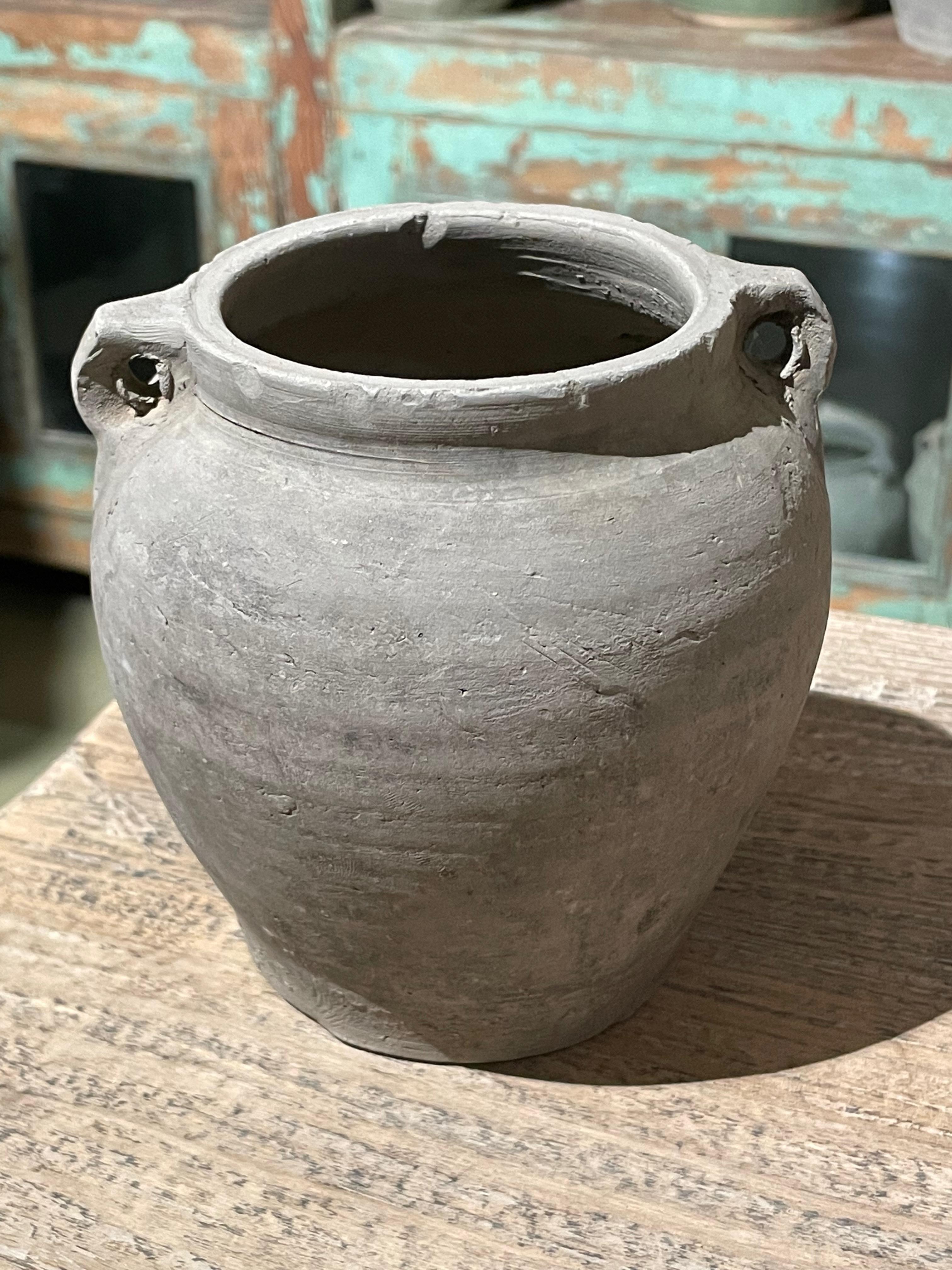 Chinese Charcoal Grey Extra Small Pot, China, 1940s