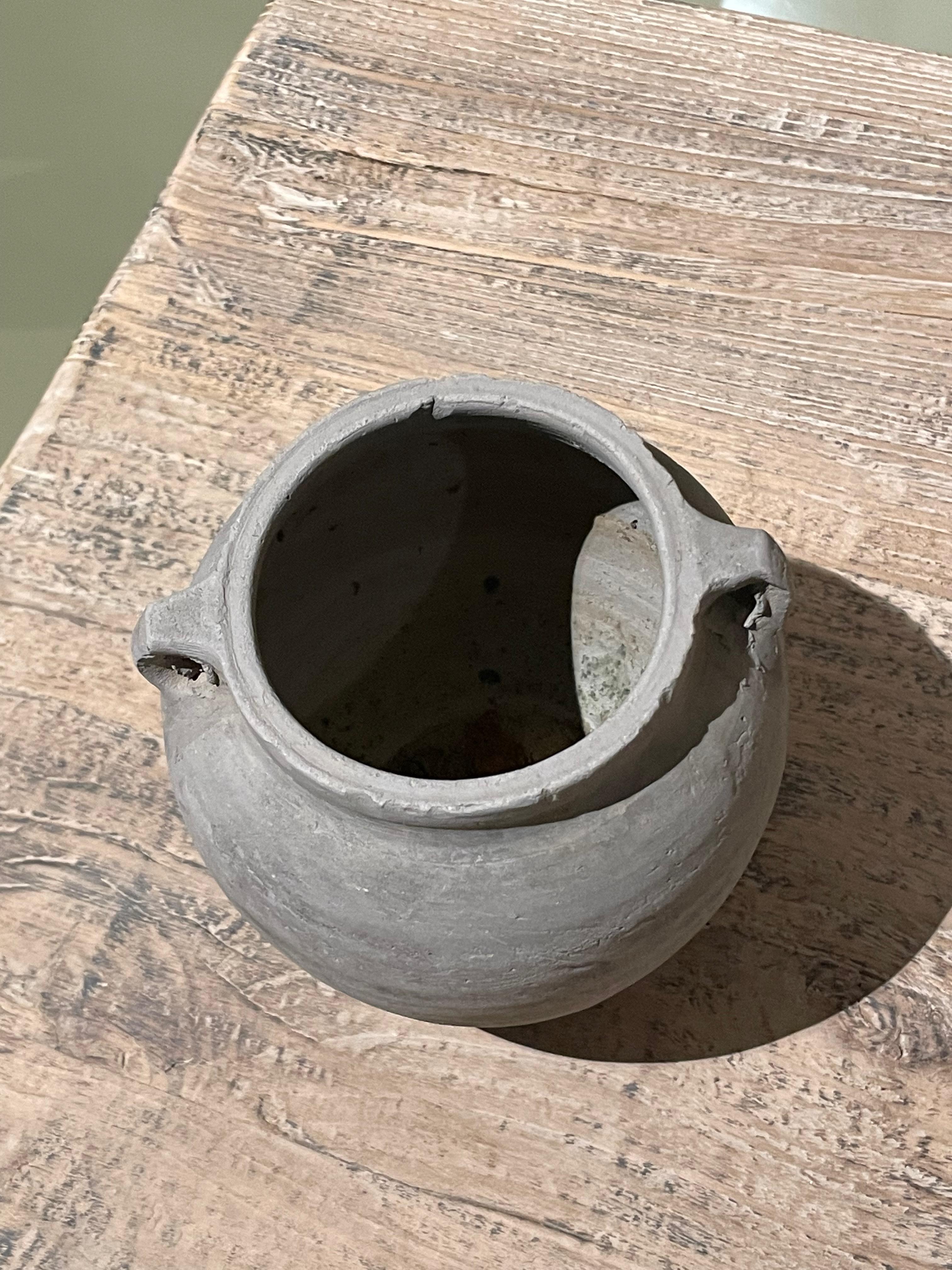 Ceramic Charcoal Grey Extra Small Pot, China, 1940s