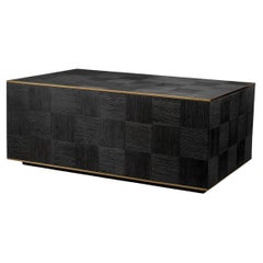 Charcoal Grey Oak Coffee Table with Brass