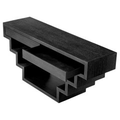 Charcoal Grey Oak Console Table with Architectural Design