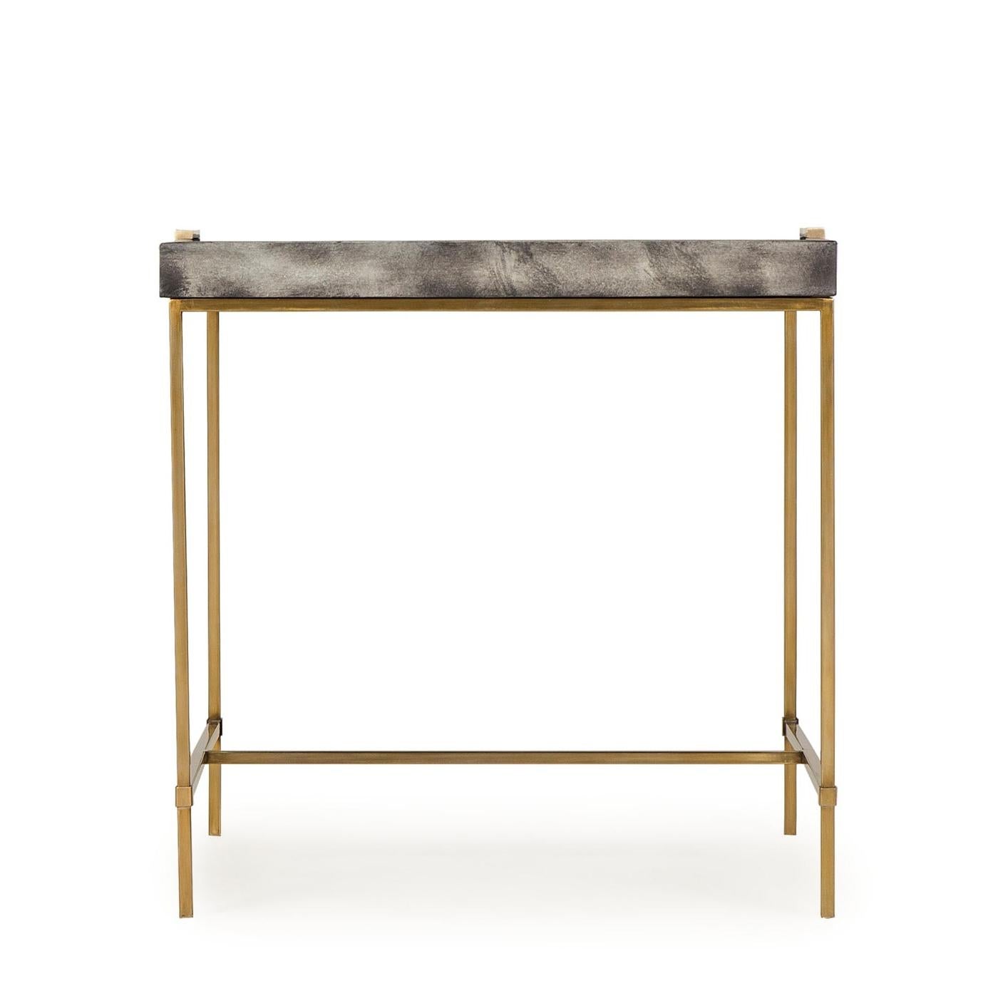 Charcoal Grey Side Table with Brass Finish at 1stDibs