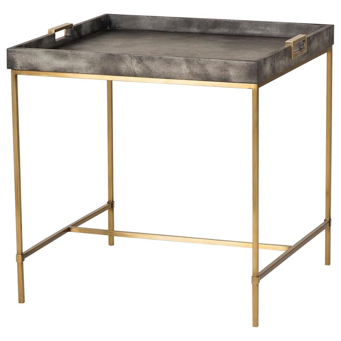 Charcoal Grey Side Table with Brass Finish