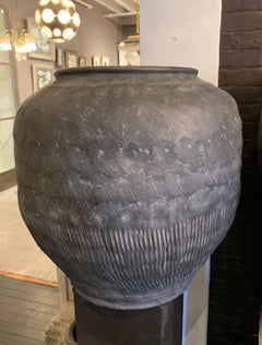 Charcoal Grey Textured Extra Extra Large Garden Pot, China, 1940s