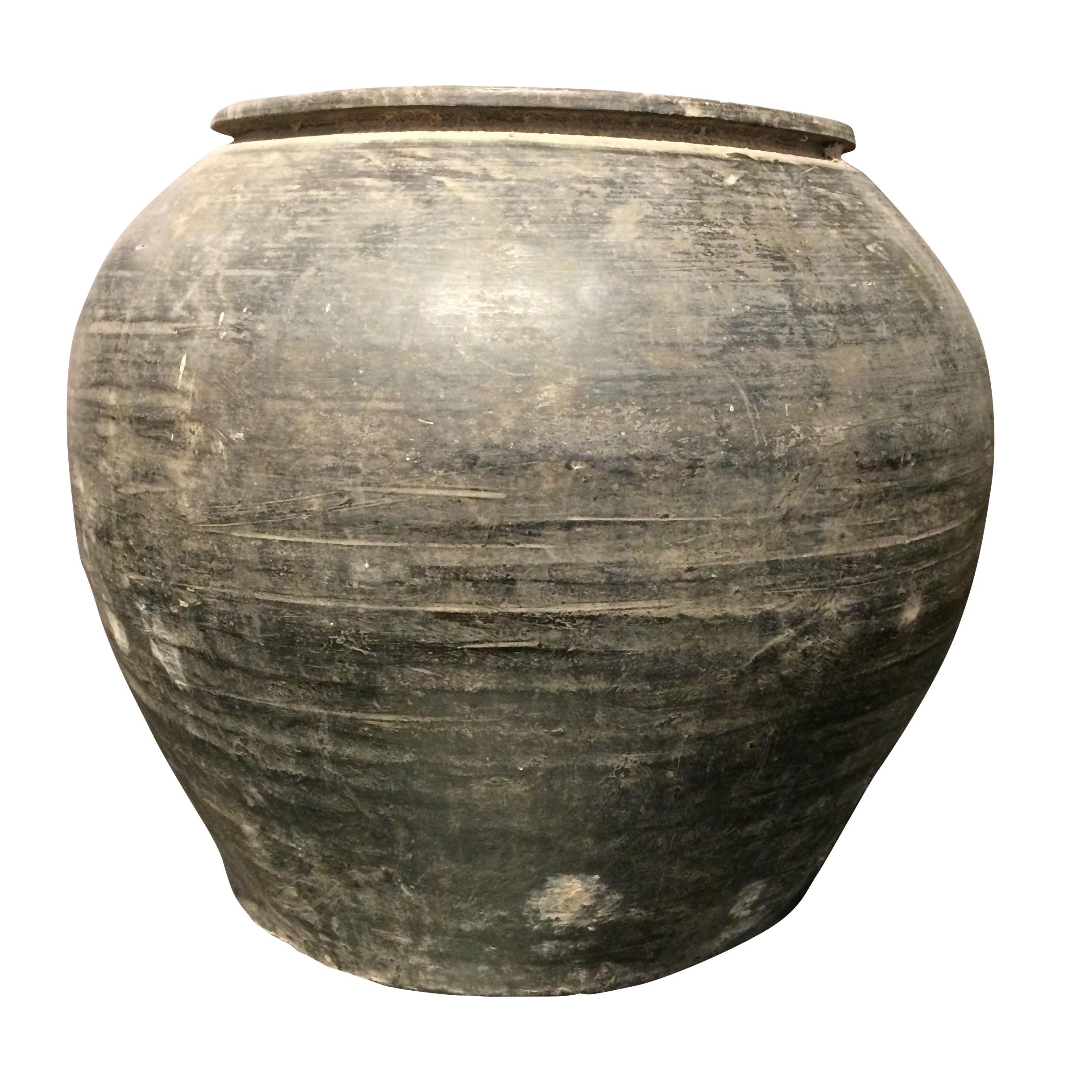 Late 20th century Chinese charcoal terracotta large food vessel.
Four without handles are available.
Measurements are 13