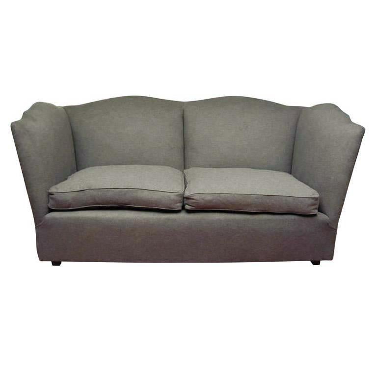 Charcoal Grey Wool Flannel Sofa For Sale