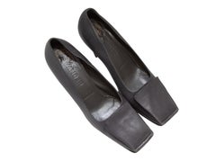 Charcoal Jil Sander Square-Toe Leather Pumps Size 39.5