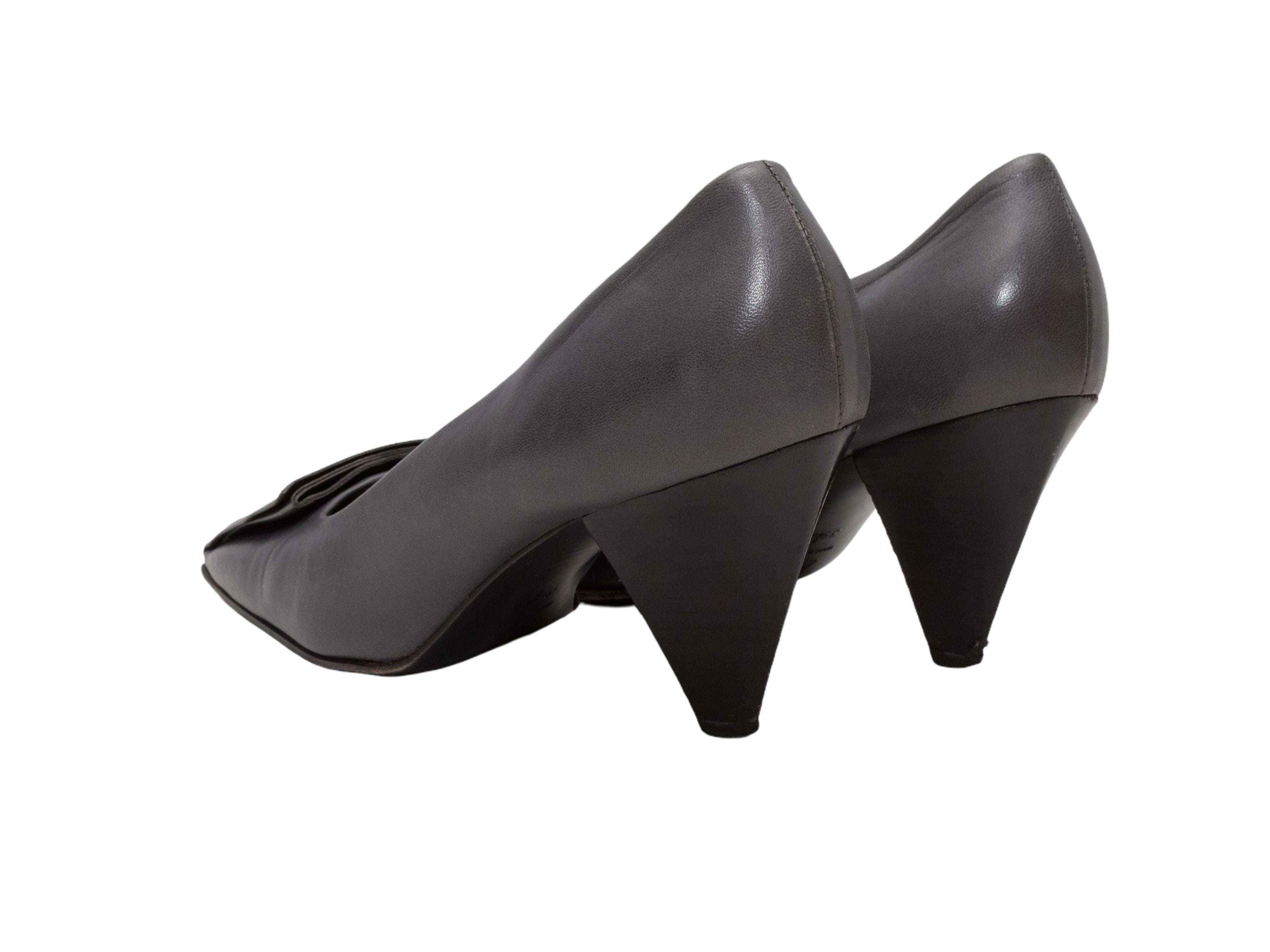 Escarpins à bouts carrés en cuir anthracite Jil Sander Taille 39.5 Bon état - En vente à New York, NY