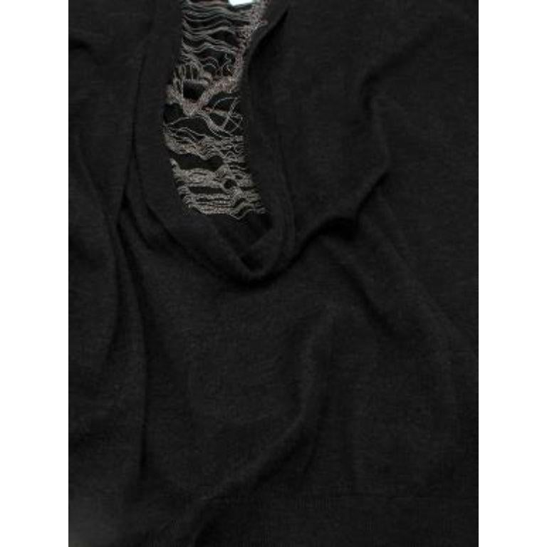 Women's Charcoal Marl Cashmere Jumper with Open Monilli Embellished Back For Sale