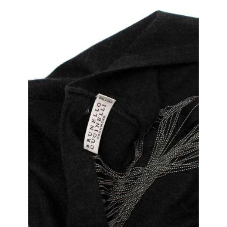 Charcoal Marl Cashmere Jumper with Open Monilli Embellished Back For Sale 3