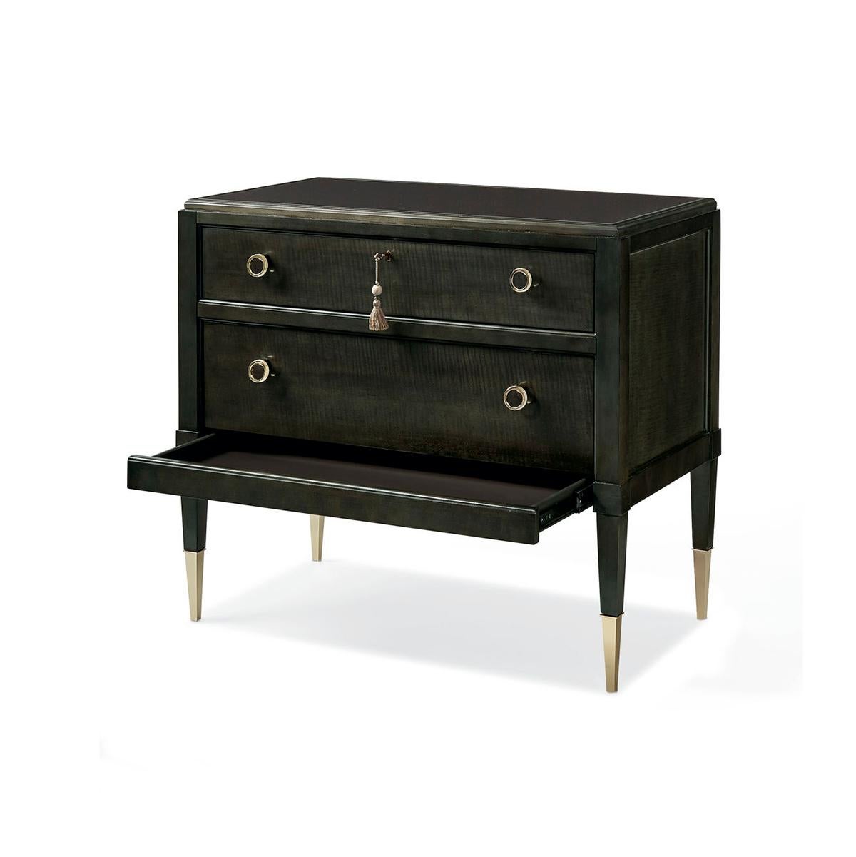Asian Charcoal Mid Century Nightstand For Sale