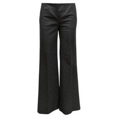 Holzkohlefarbene Miu Wolle Hose mit weitem Bein Größe IT 40