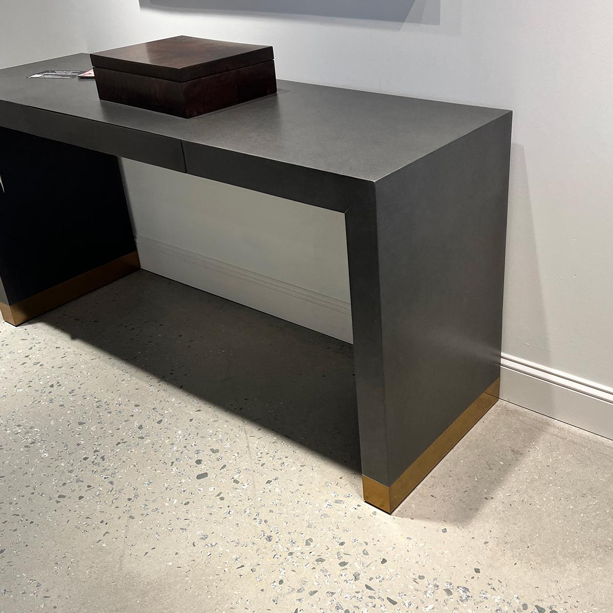 Vietnamese Charcoal Modern Waterfall Console Table For Sale