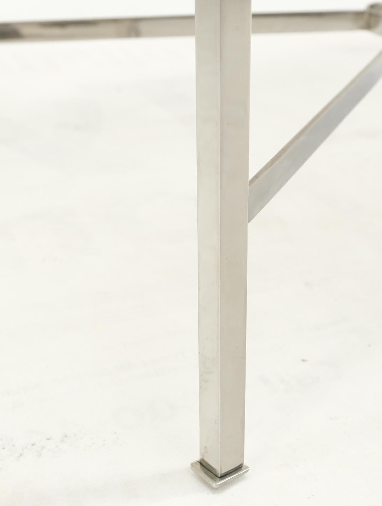 Charcoal Mohair Upholstery Rectangle Bench on Stainless Steel x Shape Base Mint 1