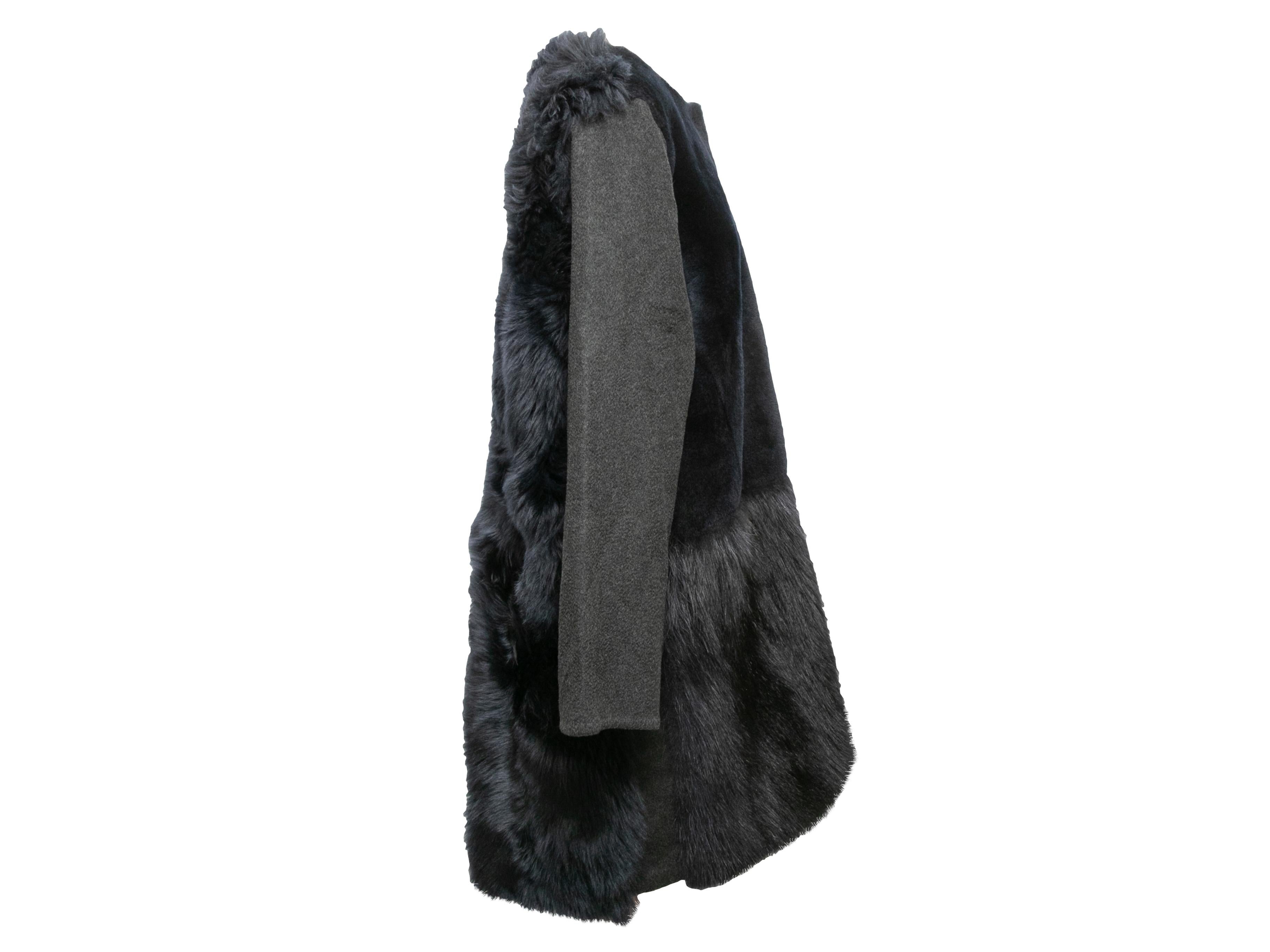 Black Charcoal & Navy Yves Salomon Shearling & Fur Coat Size US M For Sale