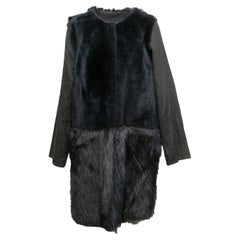 Charcoal & Navy Yves Salomon Shearling & Fur Coat Size US M