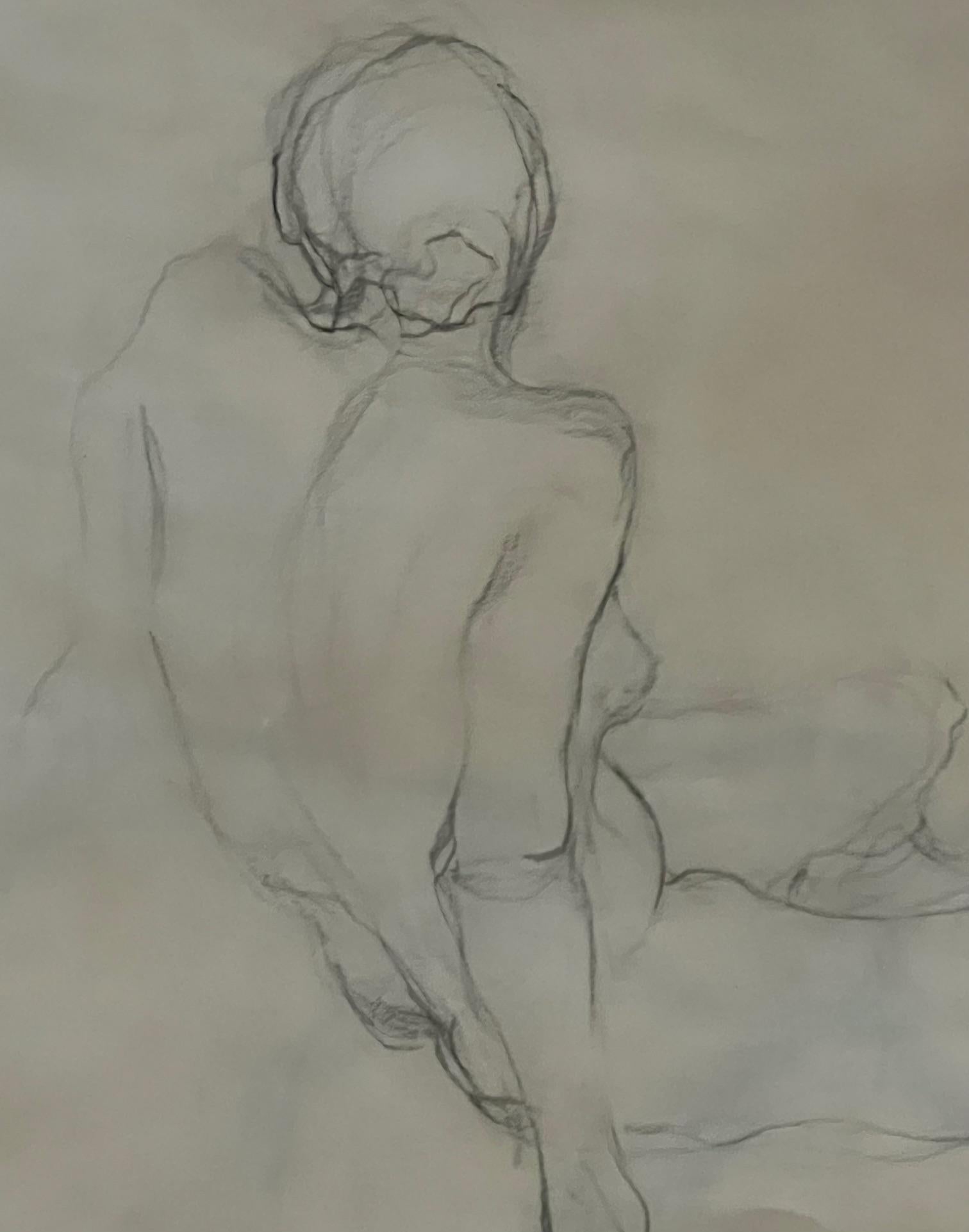 Dessin de nu au fusain par Sharon Boysal Bon état - En vente à Ross, CA