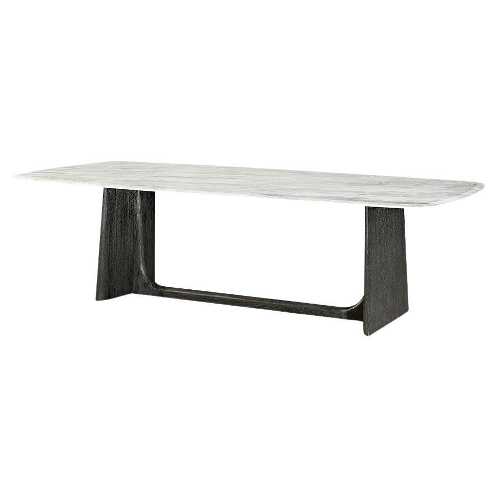 Charcoal Oak Modern Marble Top Dining Table For Sale at 1stDibs