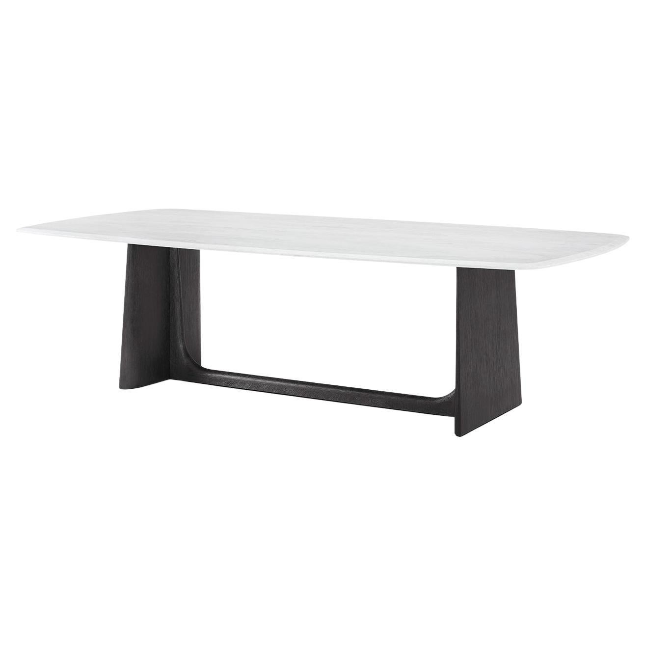 Charcoal Oak Modern Quartz Top Dining Table For Sale