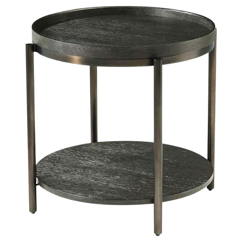 Studio Sturdy Chief Round Side Table – Charcoal and White Marble Resin ...