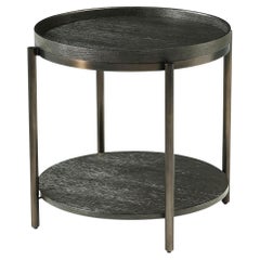 Charcoal Oak Round Side Table