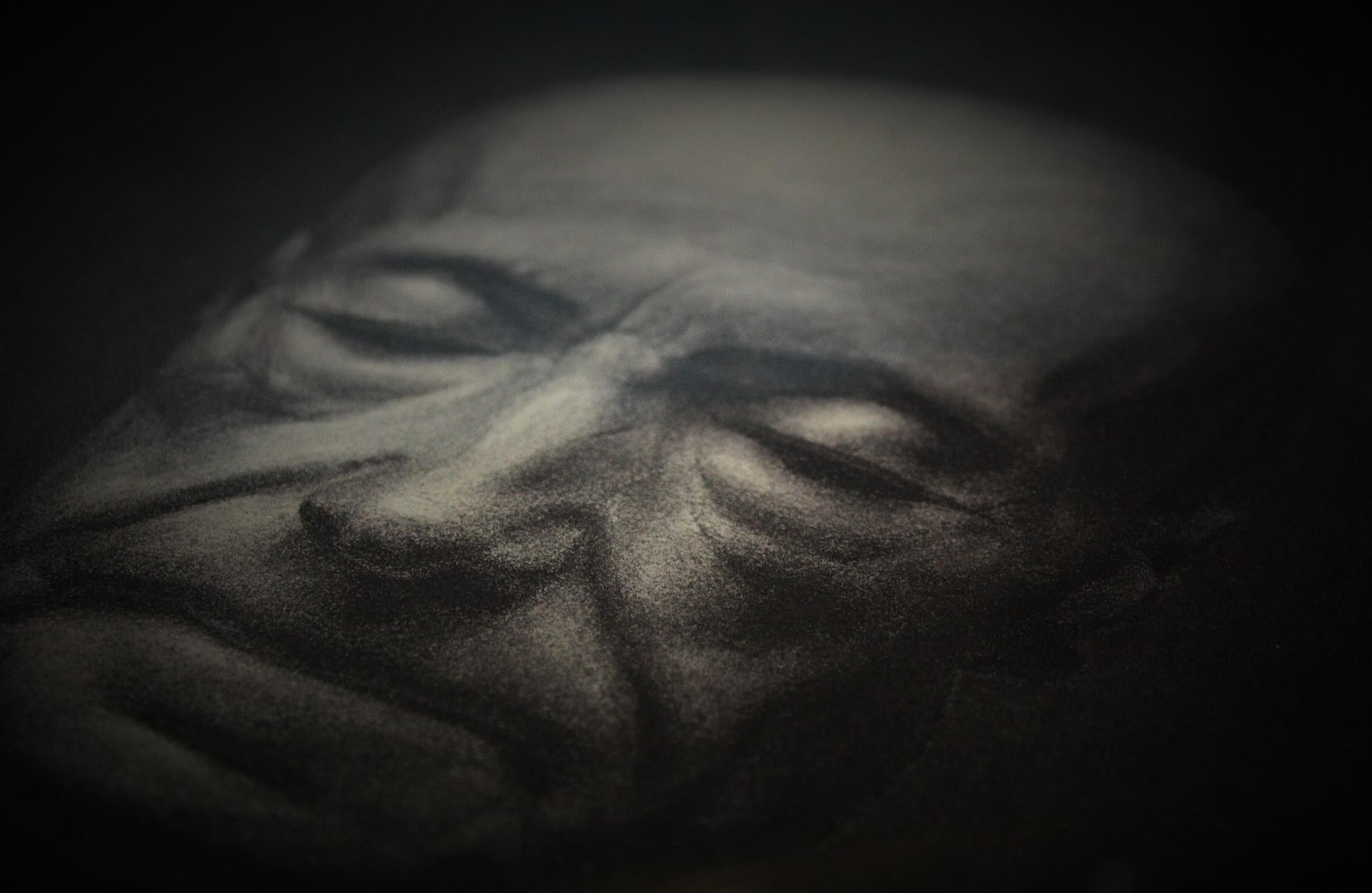 Charcoal on Paper Portrait of a Death Mask 1993, Manner of Mo Rdicat Figurative 2