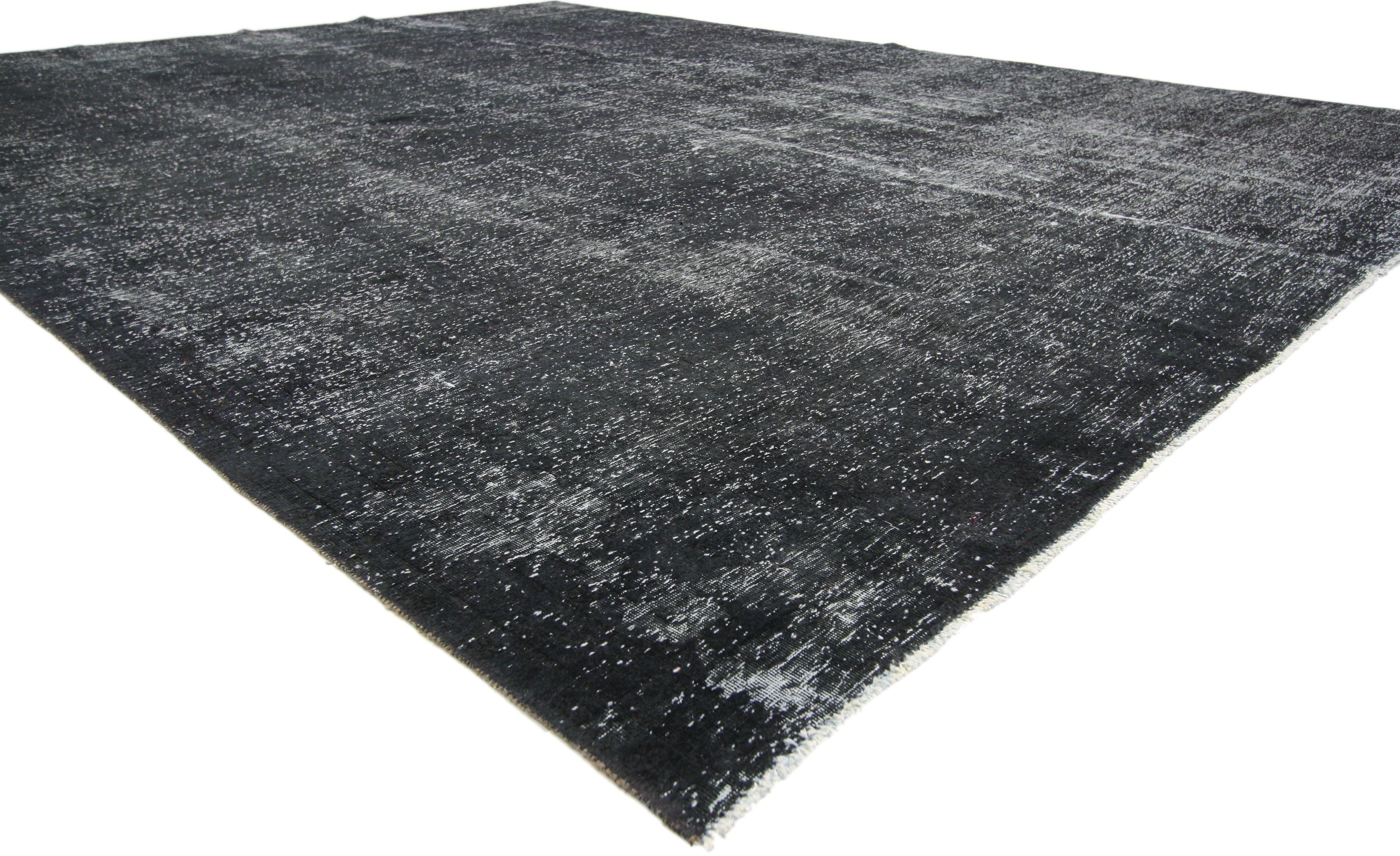 Distressed Vintage Turkish Dark Charcoal Rug with Industrial Steampunk Style In Distressed Condition In Dallas, TX