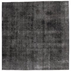 Charcoal Overdyed Distressed Vintage Turkish Rug with Industrial Luxe Style